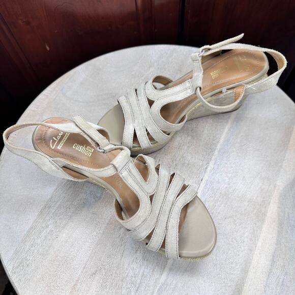 Clarks Zia Reign Womens Sandals Size 10 Strappy Open Toe Tan Wedge Espadrilles - Picture 12 of 12